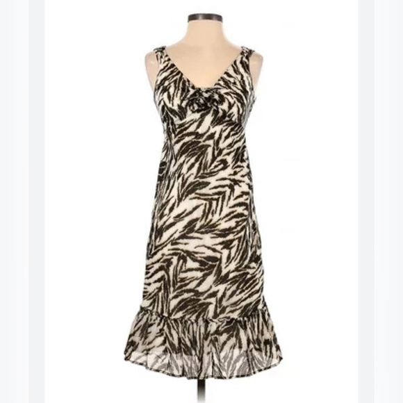Talbots Dresses & Skirts - TALBOTS NWT Empire Waist Ruffle Hem Animal Print Sleeveless Cotton Dress SZ 14